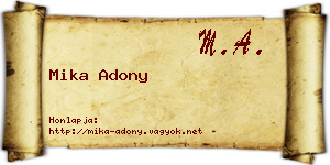 Mika Adony névjegykártya
